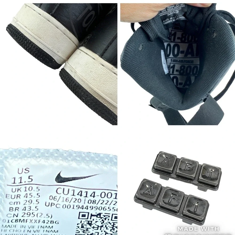 Nike Air Force‎ 1 High 07 Mens 11.5 Black Toll Free 1-800 Graphic Sneakers